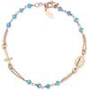 Amen Bracciale da Donna Collezione rosari. Bracciale Rosario in Argento 925 rosè e Cristalli cangianti Azzurro Cielo. Gioiello della Lunghezza di 18+2cm. La referenza è brorc3