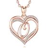 INFUSEU Alfabeto O Collana Iniziale, Oro Rosa Lettera A-Z Ciondolo Cubic Zirconia CZ Nome Doppio Cuore Gioielli Catena da 20 Pollici Regali Personalizzati per Donne Ragazze