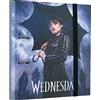 Grupo Erik: Raccoglitore A4 ad anelli Mercoledì Addams, Raccoglitore a 2 anelli con elastico e copertina rigida in cartone, 32 x 27 cm, Cartellina portadocumenti A4, mercoledì addams gadget