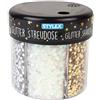 Stylex 23387 - Decorazione glitterata in una pratica scatola con cuori e stelle in 6 diverse versioni, per il fai da te e la decorazione