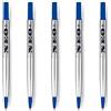 NEO+ Ricaricabile penna roller Quink di qualità Punta fine 0.5 mm - Compatibile con Parker (5 x INCHIOSTRO BLU)