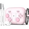 R-fun Custodia compatibile con Apple Airpods Pro (2023/2022/2019, 2a/1a generazione), cavo USB-C/Lightning con kit di pulizia, design classico per console di gioco portatili,Rosa