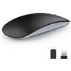 Uiosmuph U58, mouse wireless 2.4G, mouse wireless silenzioso, ultra sottile, 1600 DPI per ricevitore USB di tipo C, compatibile con Windows/Mabook/Linux/Mac (nero opaco)