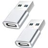 YOKELLMUX Adattatore da USB C a USB maschio, ad alta velocità da USB femmina (tipo-C) a USB 3.1 maschio (tipo A) ricarica rapida e sincronizzazione dati OTG adattatore convertitore - confezione da 2 (argento)