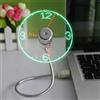 huiheng Mini Ventilatore con Alimentazione USB, Ventilatore Orologio a Led Con Flessibile a Collo di Cigno e Luce a LED Lampeggiante, Da Collegare a PC Desktop e Notebook