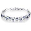 Crystalline Azuria Donna 18ct Placcato Oro Bianco Bracciale Tennis con Zaffiro simulato Blu Cristalli di Zirconi 19 cm