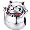 MariaFonte Charm Compatibile Tutte Marche Bracciali Bead Gatto Giapponese Maneki Neko Portafortuna Argento 925 Compleanno Anniversario Ciondoli Originale Amicizia Mamma Bead Cuore Natale