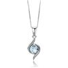MIORE Collana Donna Oro Bianco/Oro Giallo 9KT 375 e Rubino/Zaffiro/Smeraldo/Topazio, Catenina Cm. 45 con Pendente, Ciondolo con Catena anallergico, Confezionato in un Elegante Portagioie