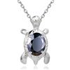 Crystalline Azuria Donna 18ct Placcato Oro Bianco Tartaruga Collana con Ciondolo con Nero Zirconia Austrian Crystals 45 cm