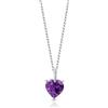 Miore Collana Donna con Catena, Cuore Ametista Oro Bianco 9 Kt / 375 Catenina Cm 45