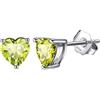 Bellitia Jewelry Orecchini a Bottone in Argento Sterling 925 per Donna Ragazze, Orecchini a Lobo con Pietra a Forma di Cuore Orecchini Carini Anallergici Peridoto Verde