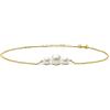 MIORE Bracciale in oro giallo 14 carati (585) da donna con 3 perle d'acqua dolce bianche da 6,5 mm, lunghezza catena regolabile 22 cm - Fornito in confezione regalo