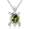 Crystalline Azuria Donna 18ct Placcato Oro Bianco Tartaruga Collana con Ciondolo con Verde Cristalli di Zirconi 45 cm