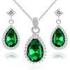 Crystalline Azuria Donna 18ct Placcato Oro Bianco Lacrima Verde Smeraldo simulato Zirconi Parure Collana Orecchini