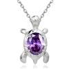 Crystalline Azuria Donna 18ct Placcato Oro Bianco Tartaruga Collana con Ciondolo con Violetto Cristalli di Zirconi 45 cm