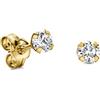 Miore - Orecchini Donna Oro Giallo con Zirconi, Vero Oro 9KT 375, Orecchini anallergici con perno passante e chiusura a farfalla.