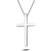 Carleen FANCIME - Collana da uomo in argento Sterling 925 placcato oro bianco lucido/ciondolo a forma di croce vintage, gioiello per uomo, ragazzi e bambini, lunghezza della catena: 60 cm