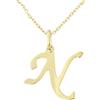 forme di Lucchetta - Ciondolo Lettera N Iniziale Nome in Oro Giallo 9 carati - Catenina d'oro 45cm, Collane d'Oro Vero per Regalo Donna Ragazza