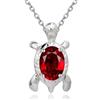 Crystalline Azuria Donna 18ct Placcato Oro Bianco Tartaruga Collana con Ciondolo con Rosso Cristalli di Zirconi 45 cm