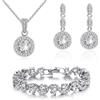 Crystalline Azuria Donna 18ct Placcato Oro Bianco Nozze Rotondo Parure Bianco Cristalli di Zirconi Collana con Ciondolo 45 cm Orecchini Bracciale