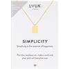 LUUK LIFESTYLE Collana in argento sterling 925 con ciondolo a forma di quadrangolo I biglietto regalo con frase SIMPLICITY, gioielli donna, oro