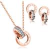 Crystalline Azuria Donna 18ct Placcato Oro Rosa Bianco Cristalli Rotondo Parure Collana con Ciondolo 45 cm Orecchini a Lobo