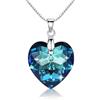 Crystalline Azuria Donna 925 Argento 925 Amore Cuore Cristalli Blu Collana con Ciondolo 40 cm