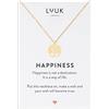 LUUK LIFESTYLE Collanina da donna in acciaio inossidabile con ciondolo Albero della vita e dedica HAPPINESS, stile chic ed elegante, accessorio per lei, oro