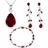 Crystalline Azuria Donna 18ct Placcato Oro Bianco Lacrima Parure con Rosso Cristalli di Zirconi Collana 45 cm Orecchini Pendenti Bracciale