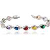Crystalline Azuria Donna 18ct Placcato Oro Bianco Bracciale Tennis con Multi colorato Lacrima Cristalli di Zirconi 18 cm