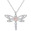 HARMONY BOLA Collana con ciondolo a forma di libellula, in argento Sterling 925, con ciondolo a forma di animale, regalo di compleanno per donne, 45,7 + 5,1 cm, 1.15*1.44 inch, 18+2 inch, Argento