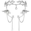 JeweBella Orecchini Elfo Tiara per Donna Argento Polsini Foglie Diadema Corona Clip Set per Halloween Costume Cosplay Matrimonio