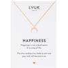 LUUK LIFESTYLE Collana con Ciondolo Luna in Acciaio Inossidabile e Carta regalo HAPPINESS, Regali per Lei, Donna, Moglie, Madre, Impermeabile, Portafortuna, Gioiello Moda, Oro rosa (50cm c.)