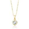 Miore Collana Donna Cuore Topazio Blu Oro Giallo 9 Kt / 375 con Catena, Catenina Cm 45