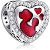 Annmors Mamma e bambino Bead Charm Donna argento Ciondolo a forma di, in argento Sterling 925, compatibile con braccialetti e collane europe