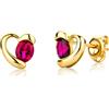 Miore Orecchini Donna Piccoli a Lobo Cuore Rubino Oro Giallo 9 Kt / 375
