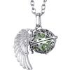 Morella Catenina Donna Angelo Custode in Acciaio Inox 70 cm con Ciondolo ad Ali di Angelo e Sfera zirconi Verdi Ø 16 mm in Sacchetto di Velluto