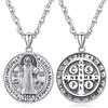 Friggem Collana Medaglietta di San Benedetto in Argento Sterling 925, Ciondolo di San Benedetto Croce Protezione Religioso Gioielli Regalo per Uomo Donna