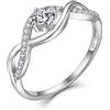 YL Anello da donna di fidanzamento, anello in argento, fede nuziale, anello da donna, argento e zirconia, Argento, Zircone