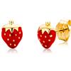 Miore Orecchino per Bambina Oro Giallo 18 Kt / 750 Piccoli a Lobo con Fragola