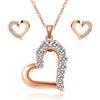 Crystalline Azuria Donna 18ct Placcato Oro Rosa Bianco Cristalli Amore Cuori Parure Collana con Ciondolo 45 cm Orecchini a Lobo