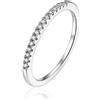 MomentWish Anelli Donna in oro bianco, 0.15ct Moissanite Anello Fidanzamento Donna per Lei in Anniversario Di Matrimonio Argento 925 Eternità Anello,Size52