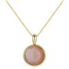 COAI Collana con Ciondolo Circolare in Pietra del Sole, Collana Pendente da Donna in Argento 925 Placcato Oro
