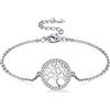 Jrêveinfini Albero della Vita Bracciale Donna Argento 925, Bracciale Portafortuna Donna Bambina, Bracciale Mamma, Regalo Natale Compleanno Anniversario Donna Bambina