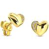 Miore - Orecchini Donna Oro Giallo Vero 18KT 750 - Diamanti Naturali. Orecchini Cuore Piccoli a lobo, Orecchini anallergici con perno passante e chiusura a farfalla.