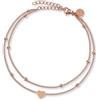 GD GOOD.designs Cavigliera da donna I Cavigliera impermeabile con sfere in acciaio inox I Cavigliera a due file con ciondolo cuore I Cavigliera regolabile per donna, 22 cm, Acciaio inossidabile