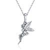 NewL Collana lunga in argento Sterling 925 con ciondolo a forma di fata dei fiori, da donna, in argento Sterling, Argento sterling, Zirconia cubica