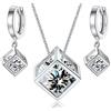 Crystalline Azuria Donna 18ct Placcato Oro Bianco Cristalli di Zirconi Cubo Parure Collana con Ciondolo 45 cm Orecchini Pendenti