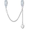 luvhaha Opale Catena di Sicurezza con 2 Gomma Spacer Stoppers e Perline Charms 925 Argento Sterling Amore Cuore Pandora Bracciale per le Donne