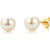 Miore Orecchini Perle Donna, Perle Naturali, Vero Oro Giallo 18KT 750, Orecchini Piccoli a lobo, Bottone con Perle coltivate, perno passante in oro.